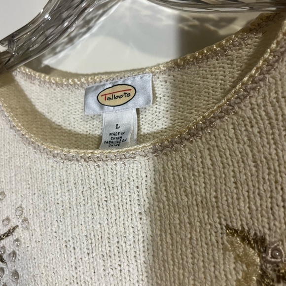 Elegant Cream Floral Women's Sweater Talbots - Picture 7 of 7
